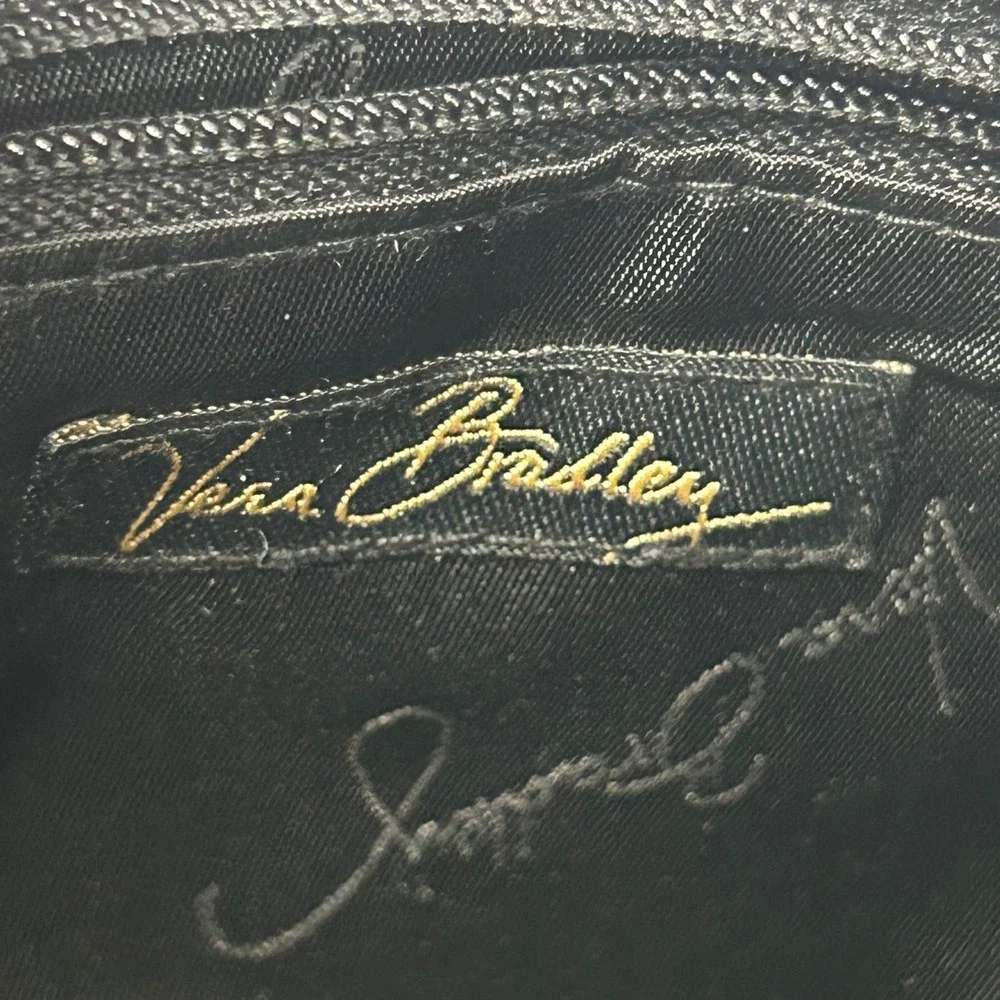 Vera Bradley Black Quilted Velvet Baguette Shoulder Bag Gold Hardware‎ Vintage